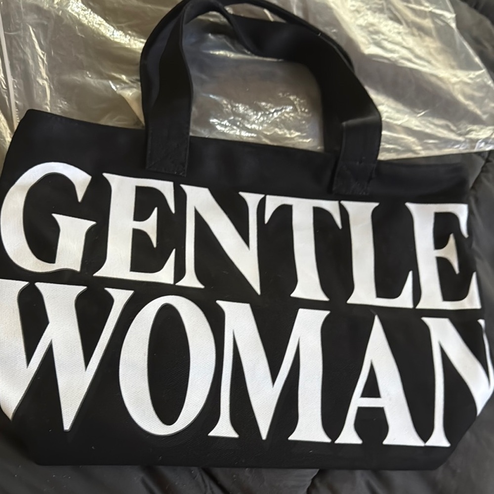 Black and White Canvas Tote Bag with Bold Lettering